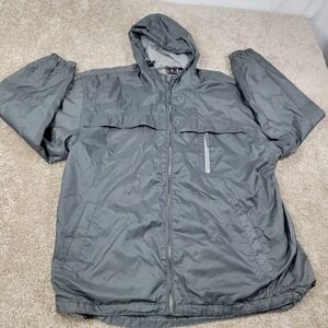Men's Gray Foot Locker Windbreaker Hooded Jacket Size Large Nylon
